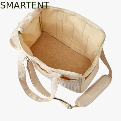 38*18*30CM Beige Canvas Kitty Travel Hangbag Endearing Pet Accouterments Should Bag With Soft Fabric Collection supplier