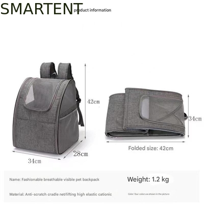 34*28*42CM Grey Foldable Pet Backpack Soft Fabric Pretty Kitty Backpack Cute/Fun/Playful Style For Perfect supplier