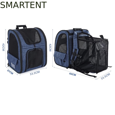 Outdoor 33.5*27*42CM Blue Cationic Oxford Expandable Pet Travel Backpack Soft Fabric Lovely Pet Necessities For Your Satisfied Companions supplier