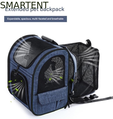 Outdoor 33.5*27*42CM Blue Cationic Oxford Expandable Pet Travel Backpack Soft Fabric Lovely Pet Necessities For Your Satisfied Companions supplier