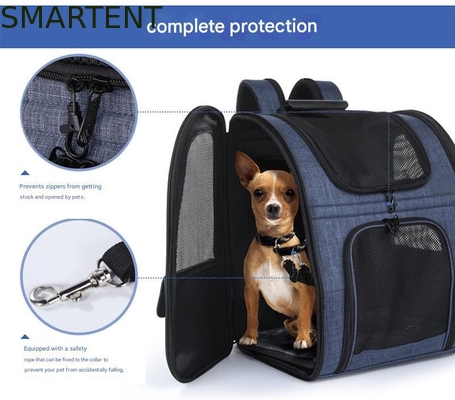 Outdoor 33.5*27*42CM Blue Cationic Oxford Expandable Pet Travel Backpack Soft Fabric Lovely Pet Necessities For Your Satisfied Companions supplier