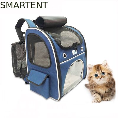 Washable Blue Polyester Oxford Expandable Pet Rucksack Travel Bag Durable Non Toxic Ideal For Indoor Outdoor Pet Owners Needing Safe And Easy To Clean Travel Gear supplier
