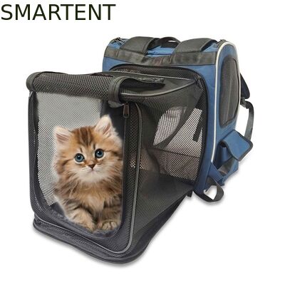 Washable Blue Polyester Oxford Expandable Pet Rucksack Travel Bag Durable Non Toxic Ideal For Indoor Outdoor Pet Owners Needing Safe And Easy To Clean Travel Gear supplier