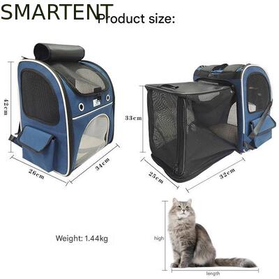 Washable Blue Polyester Oxford Expandable Pet Rucksack Travel Bag Durable Non Toxic Ideal For Indoor Outdoor Pet Owners Needing Safe And Easy To Clean Travel Gear supplier