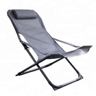 Grey Folding Beach Lounge Chair Aluminum Frame Foldable Beach Lounge Chaise For Lawn Deck supplier