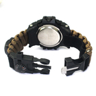 Outdoor High Quality Corrosion Resistant Brown Multifunctional Emergency Survival Watch With Nylon Paracord Wristband supplier