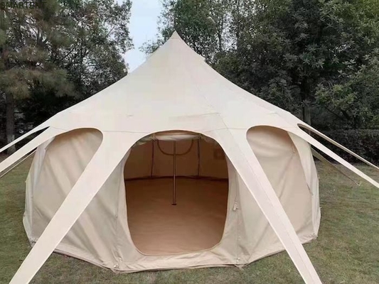 300*300*200CM 5M 280GSM Beige Waterproof Coated Cotton Lotus Design Glamping Outdoor Camping Tent supplier