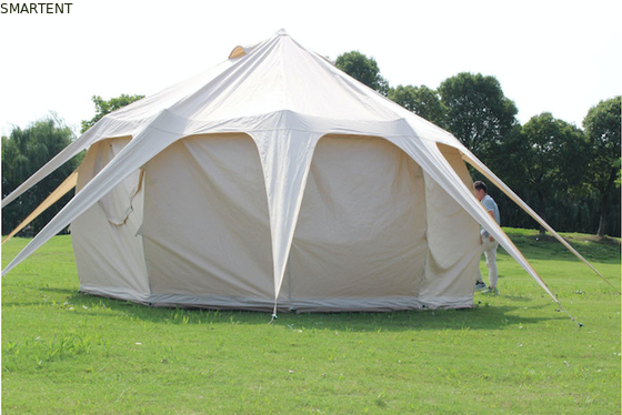300*300*200CM 5M 280GSM Beige Waterproof Coated Cotton Lotus Design Glamping Outdoor Camping Tent supplier