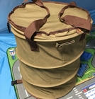 Khaki Polyester 600D Leaf Folding Trash Can 38X45CM Cool Camping Accessories supplier