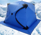 Outdoor Customized 180*180*145CM Blue Color Waterproof Coated Composite Cotton Ice Fishing Shelter supplier