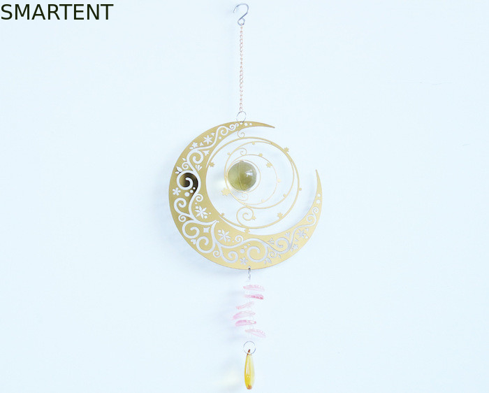 Nordic Style Metal Wind Spinner Moon Design Rotating Metal Wind Chimes supplier