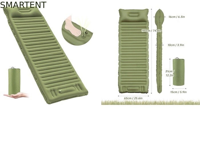 Portable Outdoor Inflatable Camping Air Bed Foot Pump 40D Nylon TPU Nap Pad supplier