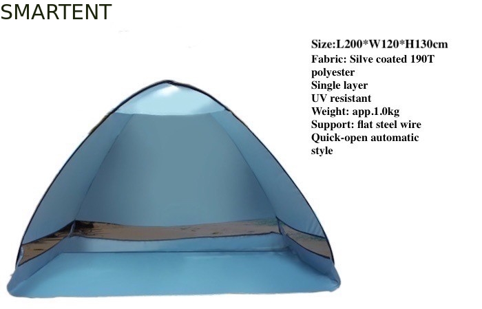 Outdoor Automatic Pop Up Camping Tent 200 X 120 X 130CM 190T Polyester Beach Awning supplier