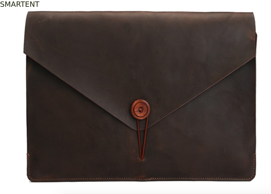 A4 Size Brown Envelope Style Laptop Sleeve Genuine Documents Leather Laptop Envelope Sleeve supplier