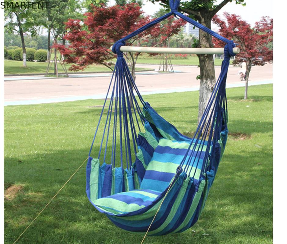 Outdoor Custom Blue Color Thick Canvas Rocking Portable Camping Hammock Dormitory Bedroom Hanging Chair supplier