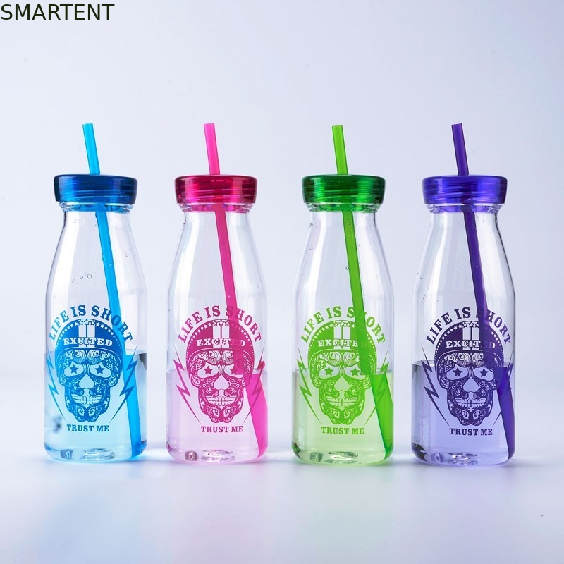 Fashion Promotional Plastic Drink Bottle Workout Water Bottles 450ML With Straw Milk Flask supplier