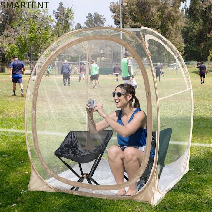 50*50*62''Inch Outdoor PVC Transparent Waterproof Single Layer Fiberglass Frame Pop Up Sports Tent With UV Protection supplier