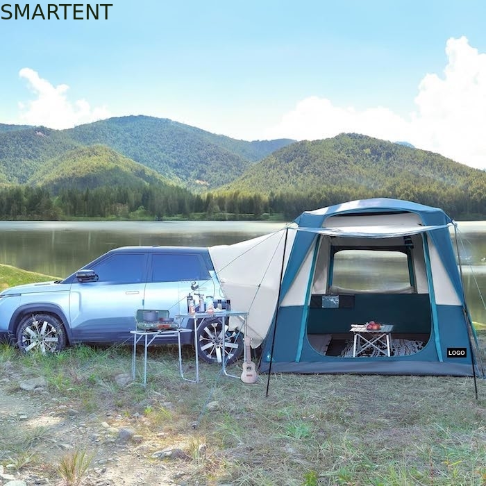 3.05*2.44*2.21M Customizable 4 Season Blue Color Waterproof PU2000MM Coated Polyester Mobile Car Camping Tent supplier