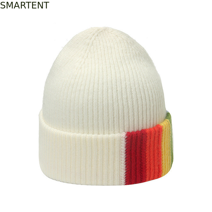 Outdoor White Color Recycle Sustainable RPET Knitted Beanie Adult Size For Winter supplier