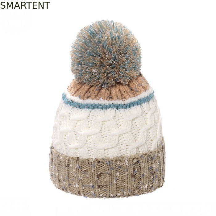Customized Eco Friendly Accessories RPET Knitted Beanie Hat With Pompon Support OEM Service And Fair Trade Approved supplier