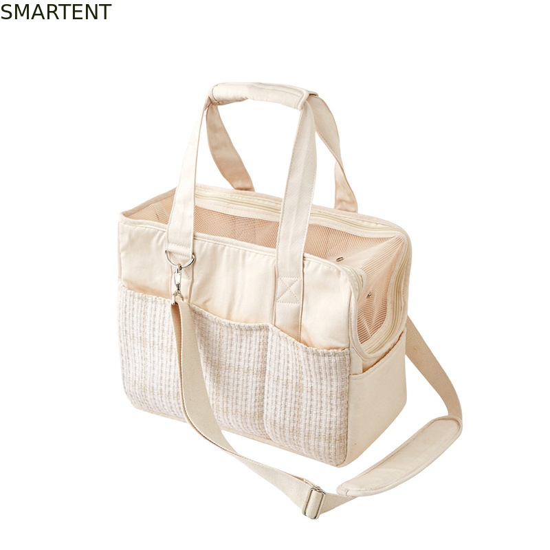 38*18*30CM Beige Canvas Kitty Travel Hangbag Endearing Pet Accouterments Should Bag With Soft Fabric Collection supplier
