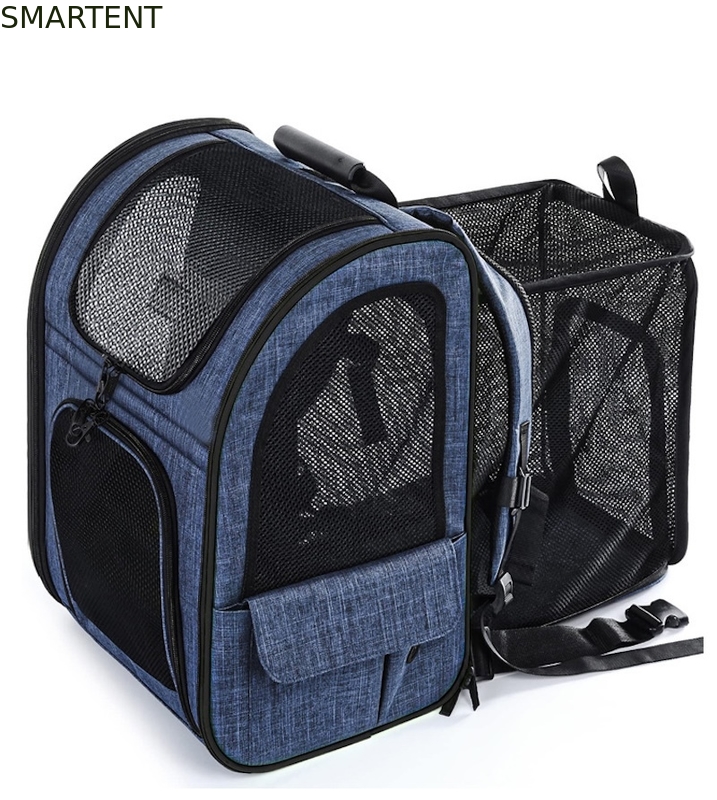 Outdoor 33.5*27*42CM Blue Cationic Oxford Expandable Pet Travel Backpack Soft Fabric Lovely Pet Necessities For Your Satisfied Companions supplier
