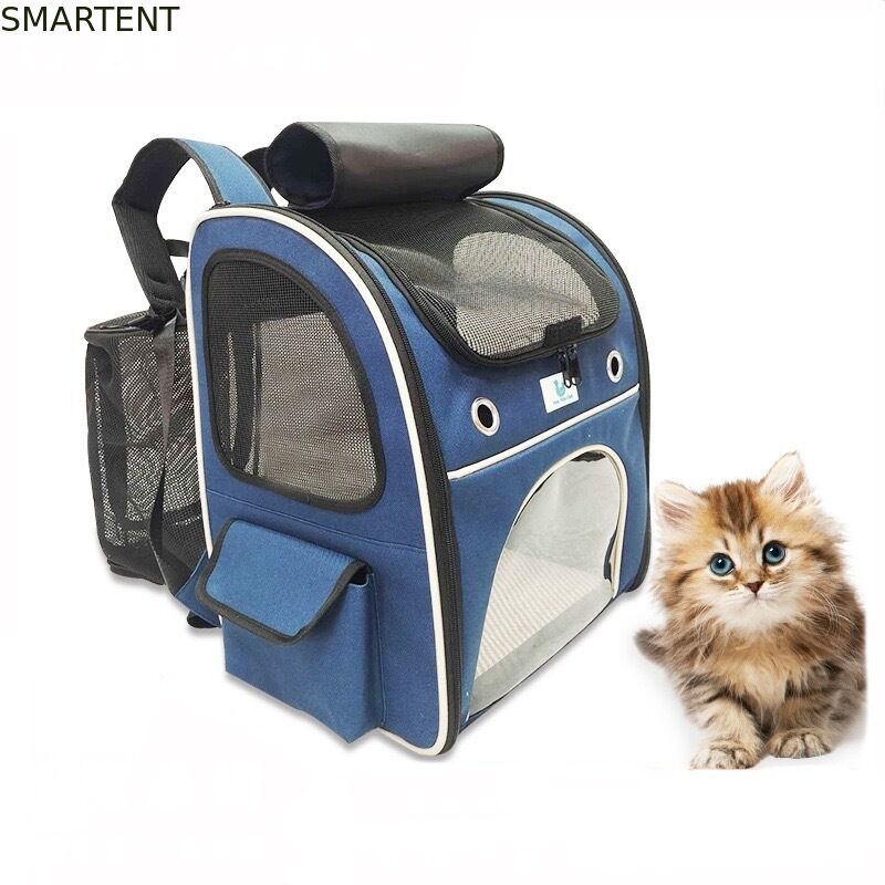 Washable Blue Polyester Oxford Expandable Pet Rucksack Travel Bag Durable Non Toxic Ideal For Indoor Outdoor Pet Owners Needing Safe And Easy To Clean Travel Gear supplier