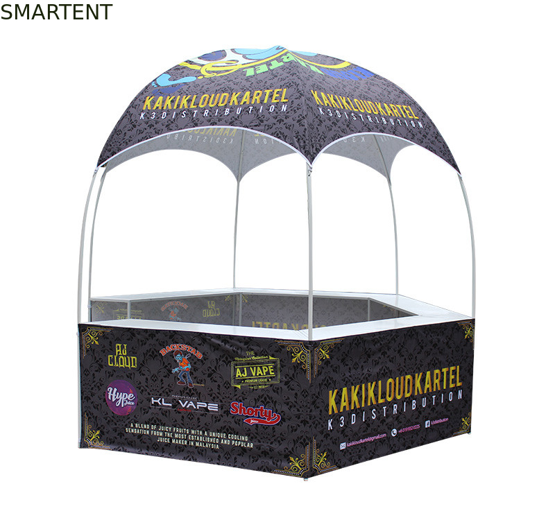 Outdoor Advertising Tent Quality White Powder Coated Steel Full Color Dye Sublimation Printing Oxford Kiosk Dome Booth supplier