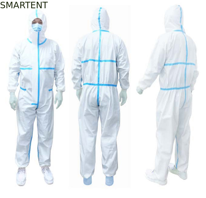 Medical White Color Bonded Fabric Isolated Coverall Disposable Protective Clothing One Size Fit supplier