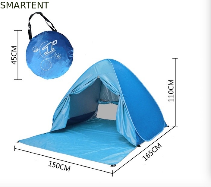 Best Automatic Pop Up Beach Tent For Festival Camping Printing Silver Coated 190T Polyester Canopy Front W/Door Curtain supplier