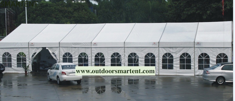 Outdoor Custom Design Modern Fashion White Color Fire Resistant PVC Party Tent Large Size Wedding Cabin H6*W7*L50Mt supplier