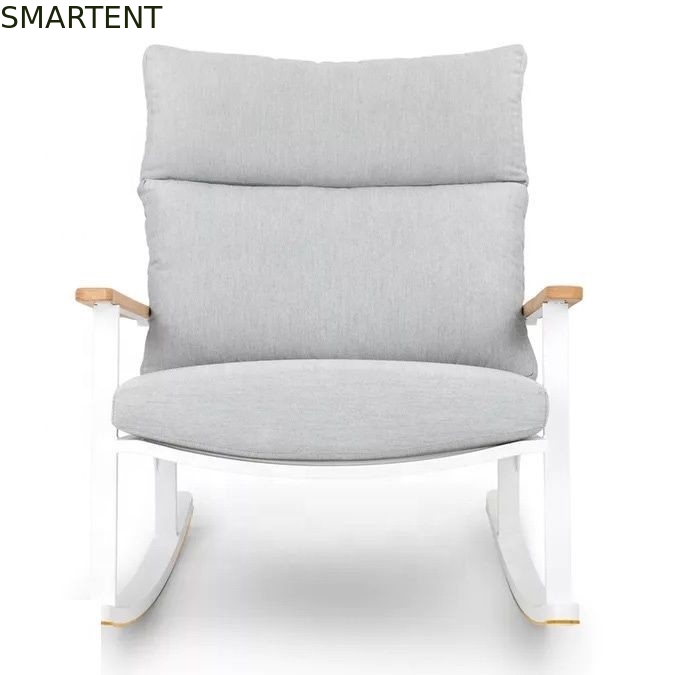 Outdoor Leisure Equipments White Color Powder Coated Metal Frame Rocking Chair supplier